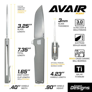 Exceed Designs - AVAIR M390 Framelock Folding Knife - KOHEZI