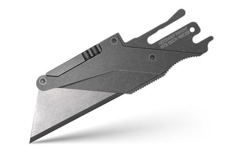 Exceed Designs - TiRant ULTRA HotSwap™ V2 Quick-Release RAZOR Blade Holder (Stonewashed & Contoured Tempered Stainless) Curved Choil + W/Micro-Jimping - KOHEZI