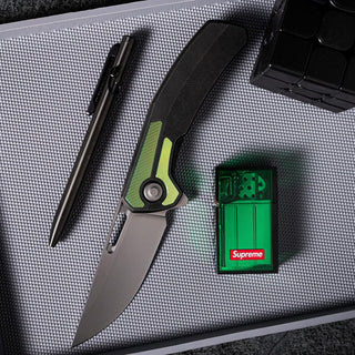 Tactile Knife Co. - Archer Inlay (Textured Titanium Green Anodized) - KOHEZI