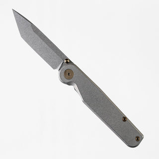 Tactile Knife Co. - Stonewashed + Bronze Rockwall Thumbstud Tanto - KOHEZI