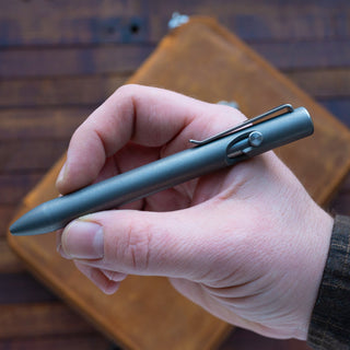 Tactile Turn - Stonewashed Titanium Thick Bolt Action Pen - KOHEZI