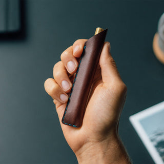 Wingback - Leather Pen/Pencil Sleeve (Chestnut) - KOHEZI