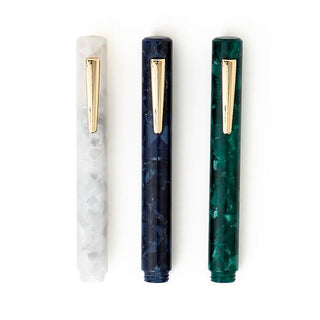Hightide - Attache Marbled Fountain Pen (White) - KOHEZI